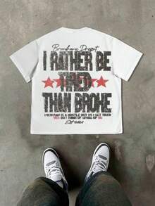 1 PCS Halloween Tops, Hip - Hop Skull - Themed Motivational T - Shirts, Distressed Hustle Graphic Tee: "Rather Be Tired Than Broke" & Sketched Figure Design, Spring/Summer/Fall Men Clothes, Regular Fit Shirt, Halloween & Christmas & Thanksgiving Day & Valentine's Day & Pride & Father's Day & Easter & Mother's Day & New Year & Spring Festival, Men's Round Neck Printed Short Sleeve Casual Everyday T-Shirt, They Are Excellent Gifts For Friends And Family, 100% Cotton T-Shirts Feature, A Youthful And Fashionable Design, Graphic Tees Men, Graphic Tees Women, Back To School Shirt, College Essential - trắng - Xem 4
