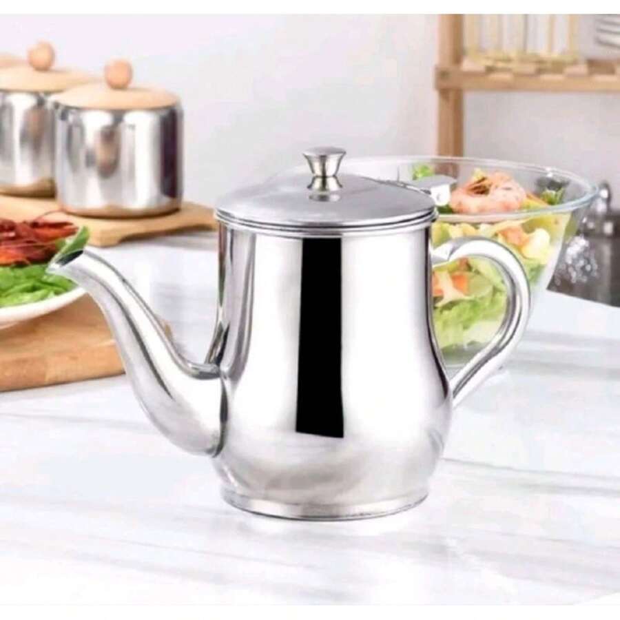 Bule De Inox Com Tampa 420ml Para Servir Chá Café Leite Modelo Imperial Multiuso Com Alça - Prata - Visão 1