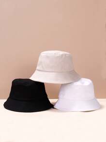 3 Stück Kinder Jungen und Mädchen Eimer Hüte in Schwarz, Weiß und Hellgrau, geeignet für Frühling und Herbst