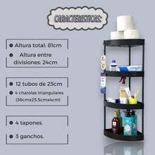 CORNER ORGANIZER, Kitchen, Bathroom, Workshop, Office, Living Room, 4 Levels, Hooks, Bathroom Drain Base. - 深灰色 - 查看 1