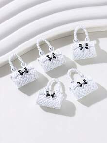 2pcs 1.83cm*2.6cm Bowknot Purse Charm Pendant, Korean Style Handmade Jewelry Accessories For Women, Suitable For Everyday Wear And Gifts - Multicolor - View 4