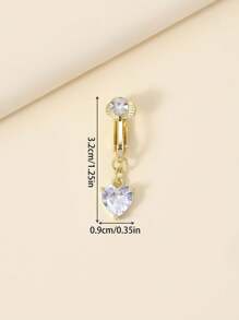 1pc Fashionable & Versatile Cubic Zirconia Heart Shape Navel Clip