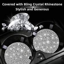 Creative Car Full Rhinestone Silicone Car Coasters Car Cups Round Non-Slip Mat Insulation Mat Rhinestones. - Black - View 6