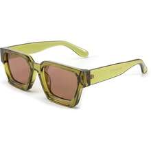 FEISEDY  cuadradas retro de los 90 para mujer Hombre Lentes de sol rectangulares de moda con protección UV400 B2385 - 003 Verde Transparente | Lente Té - Ver 9