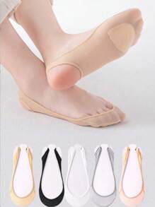 1/5 paires de chaussettes bateau invisibles pour femmes. Chaussettes en silicone d'été anti-dérapantes pour chaussures à talons hauts. Chaussettes fines en soie glacée sans semelle