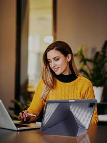 Transparent Acrylic Case Compatible With Ipad Air 11 13 M2 2025 M3 Support Multi Angles Folding Y-Shaped Stand Cover Compatible A16 11th 2024 Air 5 Air 4 10.9 9th 8th 7th 10.2 5th 6th 9.7 10th Gen 2021 Pro 11 12.9 Mini6 7with Pencil Holder, Auto Wake/Sleep-Purple - Lavender Purple - View 8