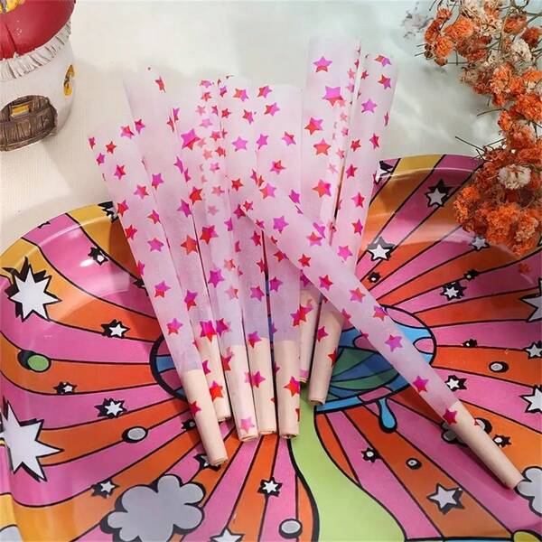 Caixa com 8 papéis de enrolar cigarros, acessórios para fumar, papéis de enrolar cigarros coloridos e estampados para iniciantes, presente de aniversário