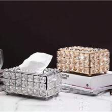 1pc Rectangular Paper Box, Luxury Crystal Tissue Box Napkin Holder Decorative ,For Home Dining Room Living Room,Hotel Coffee Table
