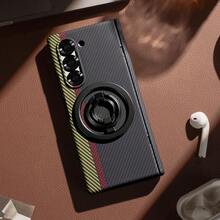 Hadaasi 1pc Multi-Color Water Transfer Carbon Fiber Texture Metal Magnetic Stand 360° Rotating Center Axis Hinge With Screen Tempered Glass Film Foldable Aramid Fiber Kevlar Texture Shell Film All-In-One Full Coverage Anti-Drop Protective Case Compatible With Galaxy Z Fold 8/Z Fold 8 Ultra/Z Fold 7/Z Fold 6/Z Fold 5/Z Fold 4/Z Fold 3 - Multicolor - View 8