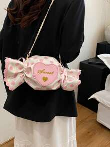 Bolso bandolera con forma de dulce, bolso creativo con diseño de corazón y letra, adecuado para niñas, mujeres, estudiantes universitarios, jóvenes profesionales y trabajadores de oficina, excelente para combinar con atuendos