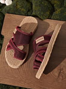 1 Pair New Fashion Teenage Slippers, With Woven Soles And Mesh Uppers, Balancing Breathability And Comfort, Stylish To Wear Outdoor And For Beach