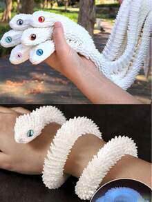 3D Printed Soft Posable Snake Statue - Bionic Animal Model Design, Home Decor, Stress Relief Toy, Sensory Toy, Teenage Toy, Glowing Toy (Random Eye Color) - Multicolor - View 2