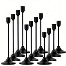 12er Set Europäischer romantischer Kerzenständer aus poliertem Metall, geeignet für Stumpen- und Taperkerzen, eleganter Mittelpunktdekor für Weihnachten, Halloween, Ostern, Thanksgiving, Zuhause, Hochzeit, Party, Jubiläum