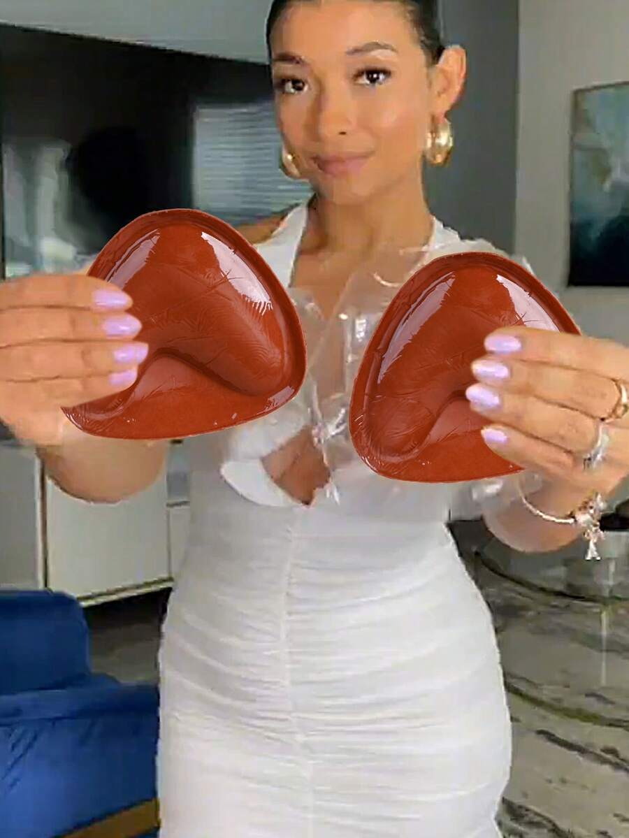 2 件双面粘性胸罩插入物粘合胸垫聚拢丰胸垫可重复使用加垫超即时提升插入物，1 对双面自粘胸垫，胸垫粘合垫，可重复使用的衬垫，胸罩比基尼隐形加厚胸垫防水，可游泳