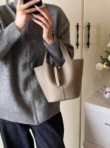 2pcs/Set Large Capacity Letter Decor Shopping Basket, Crossbody And Top Handle Bag, Chic & Unique Design