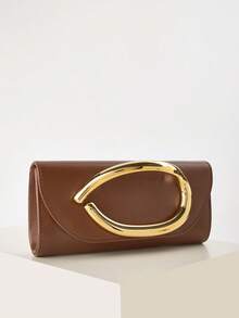 Retro Vintage Solid Color Clutch Wallet, All-Match Carry On Purse, Stylish PU Bag For Women, And For Wedding, Party, Prom, Dinner, Fashionable Clutch Bags For Woman - Brown - View 3