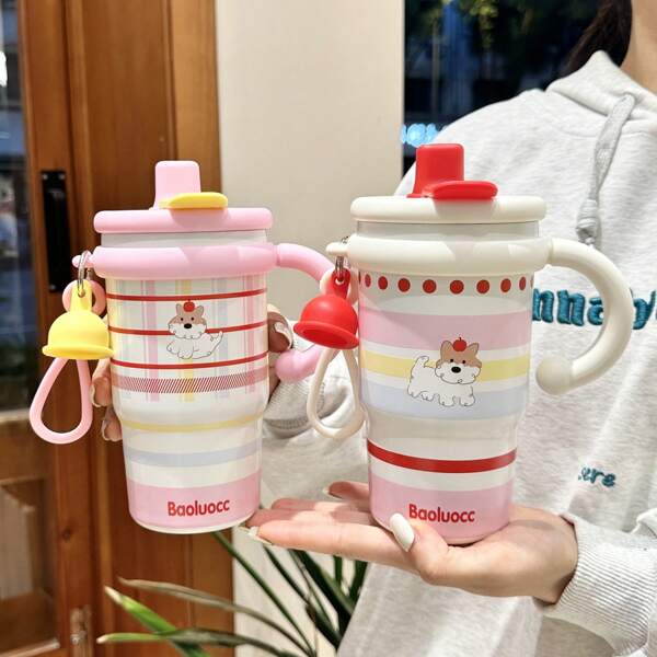 Vaso aislado de gran capacidad con doble pared y pajita, botella de agua de gran capacidad, taza aislante de cerámica con hielo, modelo 2025
