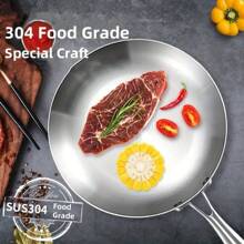 High Quality Three-Layer Stainless Steel Frying Pans, Deep Frying Pans, Uncoated Non Stick Frying Pans, Household Frying Pans, Electromagnetic Cooking Pans, Dishwashers, And Ovens Are Safe, Fast, And Evenly Heated, With Heavy-Duty Detachable Handles