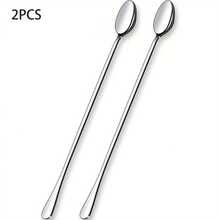 2 件不锈钢冰茶匙 11.7 英寸长柄搅拌勺，耐用鸡尾酒搅拌勺，适用于家庭、厨房、咖啡厅、酒吧、洗碗机、镜面抛光、学校用品 - 彩色 - 查看 11