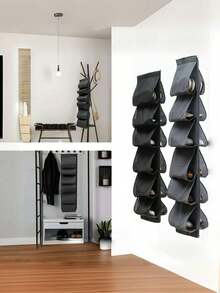 1 件优质悬挂式鞋子收纳架，整理鞋子并节省空间，12 口袋悬挂式衣柜收纳架，多层衣柜鞋架，门上收纳架，透气面料 - 非常适合衣柜和衣架存放