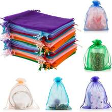 Gift Packaging Bags With Drawstring Closure, High Quality Transparent Party Gift Packaging Bags, Organza Candy Bags, Jewelry Pouches, Wedding Decor Bags, Makeup Bags, Candles, Soap Packaging Bags, Protective Bags To Prevent Bird And Animal Damage, Suitable For Christmas, Weddings, Parties, And Various Holiday Packaging Supplies
