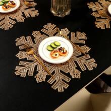 1pc/4pcs/6pcs/8pcs/200pcs Round Snowflake PVC Placemats, Heat-Resistant Non-Slip Decorative Placemats For Western Dining, Hotel, Restaurant, Party, Wedding, Holiday