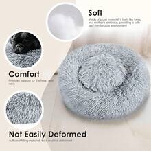 Dog & Bed Indoor Cats, 20in Calming Donut Bed Puppy And Kitten, Washable Round Fluffy Pet Bed Small Medium Dogs And Cats (Light) - Màu tím - Xem 11