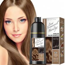 Natural Hair Dye Shampoo 3 IN 1, Hair Color For Gray Hair Coverage, Hair Coloring Shampoo For Women, Color Shampoo Beard Dye For Men, Vegan Ammonia Free Hair Shampoo (GOLDEN BROWN) - 金色 - 查看 1