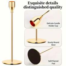3pcs Set European Style Metal Candle Holders, Candle Decor, Romantic Candlelight Dinner Tabletop Ornaments, Electroplated Wedding Decorations