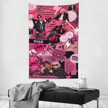 Rose Tapestry Wall Hanging And Desktop Covering, Suitable For Living Room, Bedroom, Dormitory Decoration, Living Room Decoration, Decorative Wall Pieces, Animation Room Decoration - Black - View 3