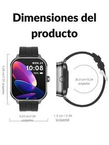 Smartwatch EFFEOKKI 2 en 1 con auriculares inalámbricos TWS, estuche de silicona, permite contestar llamadas, medir la presión arterial, reloj inteligente deportivo compatible con iPhone y Android - Correa negra D8PRO - Ver 3