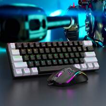 60% Gaming Keyboard And Mouse Set, Transparent Numpad, 61 Key Mini RGB Mechanical Keyboard, Detachable TYPE-C Cable, Suitable For PC/ Gamers, Typists, Travel, Business Travel