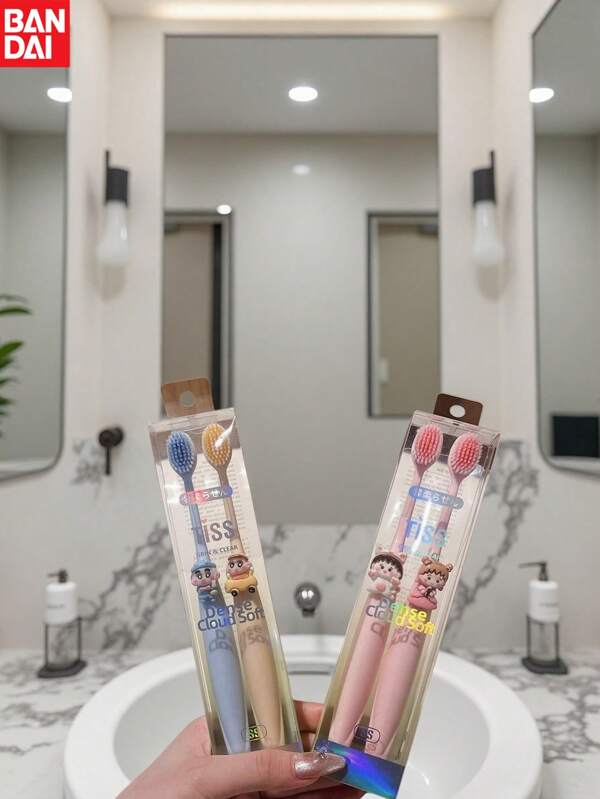 bandai 2 Stück Bandai, Doraemon, Crayon Shin Chan Zahnbürste, Weiche Zahnbürste, Haushalts Zahnbürste, süße Cartoon Zahnbürste, Mundpflegeset, ultra weicher Mikrofaser Bürstenkopf, geeignet für empfindliches Zahnfleisch, süßes Cartoon Anime Design, farbiger Griff, sanfte tägliche Mundpflege, Zahnbürste, Mundhygiene, verspieltes Design, weiche Zahnbürste, perfektes Partygeschenk & Geburtstagsüberraschung, ideal für Weihnachten, Halloween, Thanksgiving Geschenke.