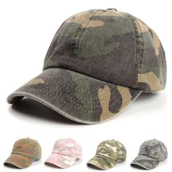 1pc Camouflage Baseball Cap, Unisex Distressed Outdoor Sports Hiking Cap, Women Sun Protection Hat, Breathable Visor Cap, Retro Camo Couple Sun Hat