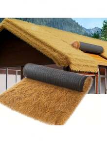 Fire-Resistant Artificial Thatch Roofing, Suitable For Mexican-Style Palapas, Tiki Bars And Beach Themed Decor, Waterproof And Easy To Install, Durable PE Material With Rubber Bottom, Synthetic Thatch Roll - Faux Mexican Palm Roof For Outdoor Patio, Garden, Gazebo And Landscape Wall Decoration, Long-Lasting Artificial Grass - Multicolor - View 2