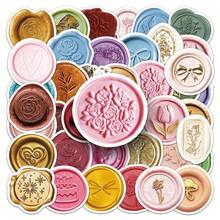 50 件蜡封彩色蜡封贴纸信封蜡封贴纸金色蜡封贴纸美学贴纸彩色贴纸返校贴纸适用于水瓶、水壶、吉他、行李箱、手机、手机壳、笔记本电脑、滑板、礼物