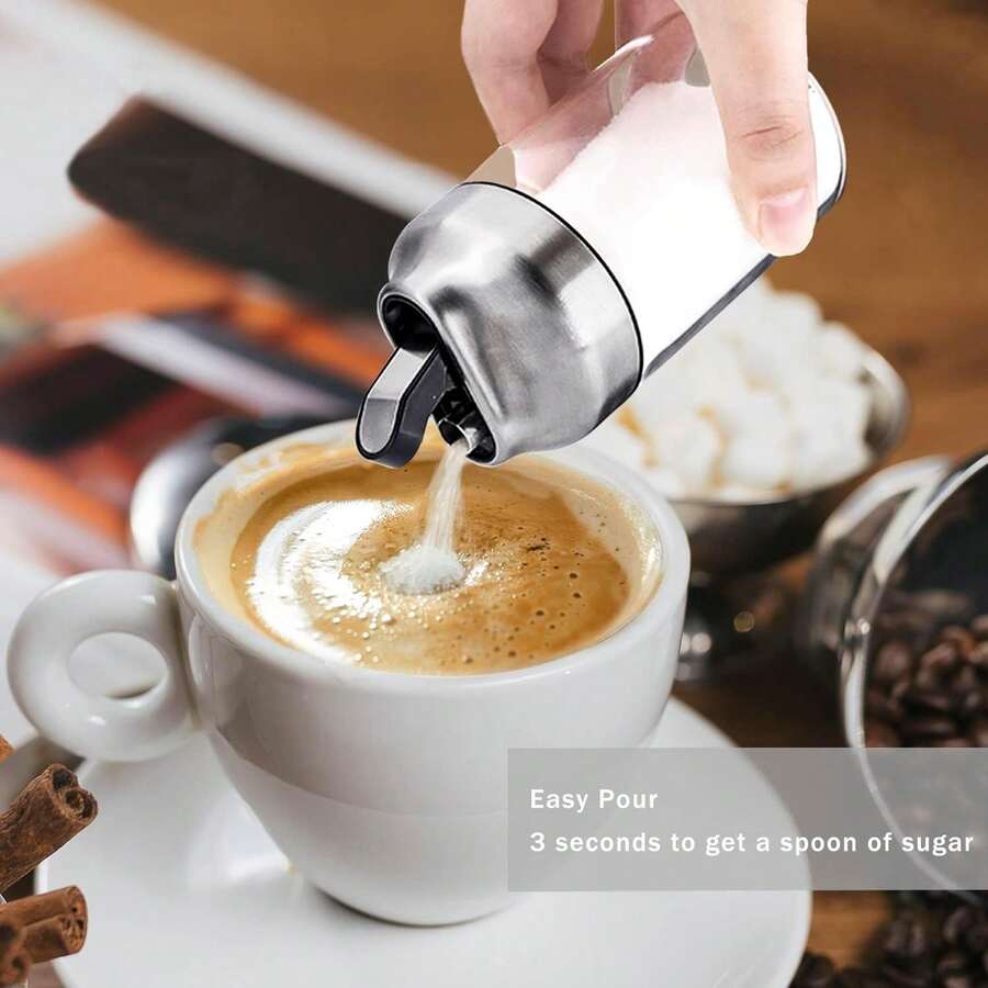 Glass Sugar Dispenser With Pour Spout, Weighted Pourer, Coffee Bar Accessories For Coffee, Tea And Baking - 1 - View 1