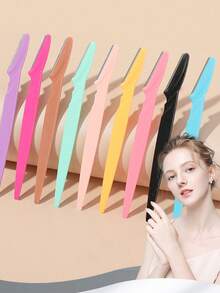 12 件黑色眉毛剃须刀和剃须刀套装，带精密保护盒的眉毛修剪器和剃须刀，去角质和体毛脱毛工具，带长柄刀片的面部和眉毛剃须套装，适合日常使用或旅行 - 黑色 - 查看 9