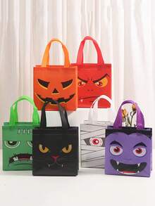 8/16 件万圣节主题礼品袋带手柄 - 恐怖鬼魂、南瓜、蜘蛛图案，可重复使用的无纺布不给糖就捣蛋礼品包装袋，适用于恐怖派对礼品和节日装饰，万圣节装饰