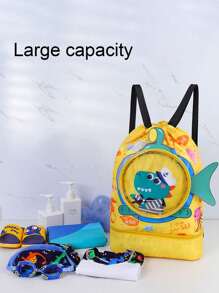 1pc Zipper Closure Fashion Cartoon Unicorn/Little Crocodile/Little Shark/Little White Rabbit Swimming Bag Children's Wet And Dry Separation Waterproof Storage Bag, Boys And Girls Sports Fashion Portable Cute Cartoon Backpack Bag, Suitable For Outdoor, School Daily Use, Is A Perfect Gift For Boys And Girls (Pattern Position Random)