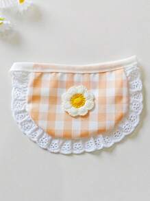 1pc Pet Daisy Plaid Bib, Cute Dog Bandana, Stylish Drool Bibs Suitable For Small/Medium Dogs And Cats