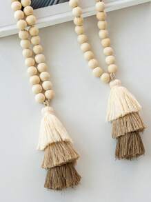 1/2 piezas Sujetacortinas con borlas de 3 colores, decoración con borlas de estilo bohemio con diseño de cuentas de madera, adecuado para decoración del hogar, a juego con cortinas, arreglo del hogar
