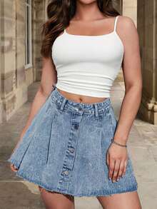 Gonna di jeans casual a balze e a strati per donne, lavabile in lavatrice, gonna corta estiva con chiusura a bottoni, vestibilità regular, tessuto non elastico effetto texture, adatta per casual, concerti, ritorno a scuola, stile cowgirl, gonne di jeans per donne, cowgirl, country, jeans, gonne carine, estate, stile Y2K anni 2000, vacanza - Blu - Visualizzare 4