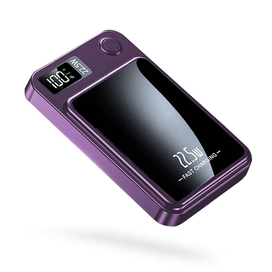 Pin dự phòng từ tính 5000mAh, Bộ sạc di động không dây, Bộ pin từ tính sạc nhanh 20W với USB-C, Tương thích với Magsafe IPhone 15/15 Plus/15 Pro/15 Pro Max, Dòng iPhone 14/13/12 dành cho Apple iPhone, IPad, Điện thoại Android, Quà tặng cho gia đình, bạn bè, Sinh nhật, Mùa đông, Lễ tình nhân, Lễ Phục sinh Thích hợp cho các hoạt động vui chơi ngoài trời, Mua sắm, Du lịch, Nguồn điện di động, Phiêu lưu ngoài trời & Trường hợp khẩn cấp Sạc siêu nhanh, Hiển thị mức pin, Thiết bị sạc di động có cổng USB và Type-C, Pin lithium polymer an toàn và ổn định, Pin dự phòng không dây từ tính, An toàn và ổn định - Màu tím - Xem 1