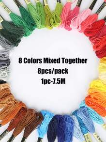 8pcs/Pack Premium Embroidery Floss - Mixed Multi-Color Threads For Cross Stitch, DIY Sewing Projects, Crafts - Needle Art Accessories