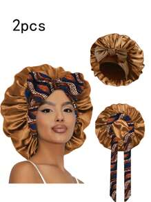 1/2/3 Stücke Elastische Satinsatin Schlafmütze/Make-up-Duschhaube/Tägliche Haarkappe für Frauen, Seide Satinkappe