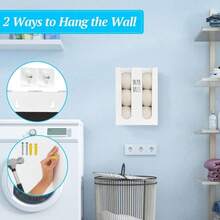 Magnetic Dryer Ball Holder For Laundry Room Organization, Wood Dryer Ball Container Wall Mount, Dryer Balls Organizer For Laundry Room Storage, Laundry Wool Dryer Ball Dispenser Basket (Black) - trắng - Xem 3