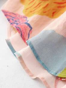 女式休闲花卉印花纽扣长袖衬衫，秋季 - 彩色 - 查看 3