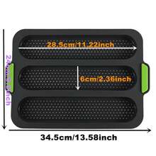 Molde para pan de hamburguesa, antiadherente, de silicona de grado alimenticio, molde para pan de molde, molde para baguette, formas para hornear pan francés, bandeja para panecillos de hamburguesa - 3 tazas ovaladas - Ver 6