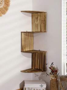 1个木质转角壁架，悬浮式储物架，乡村风格壁挂式收纳架，适合展示植物、装饰品、书籍，非常适合客厅、卧室，契合波西米亚风格装饰 - 彩色 - 查看 9